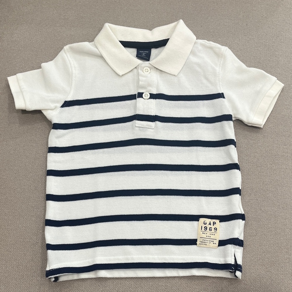 GAP Off-White Polo with Navy Stripes